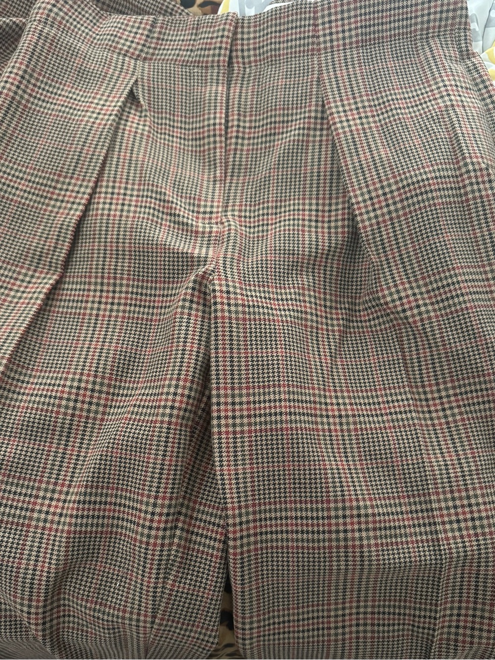 Zara Plaid High-Waist Tailored Trousers - Brown & Red Check